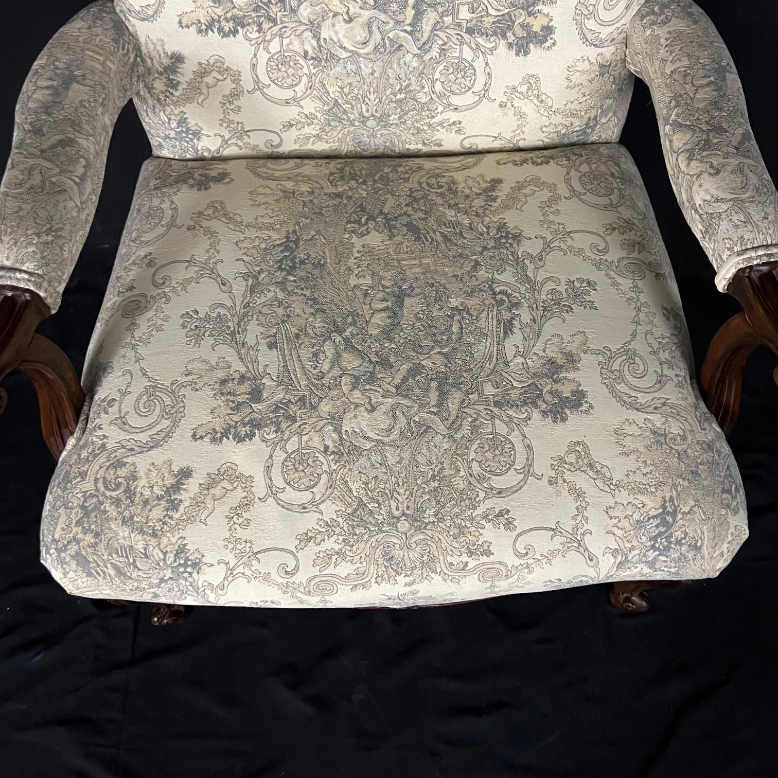French Carved Walnut 19th Century Louis XV Newly Upholstered Armchair 10