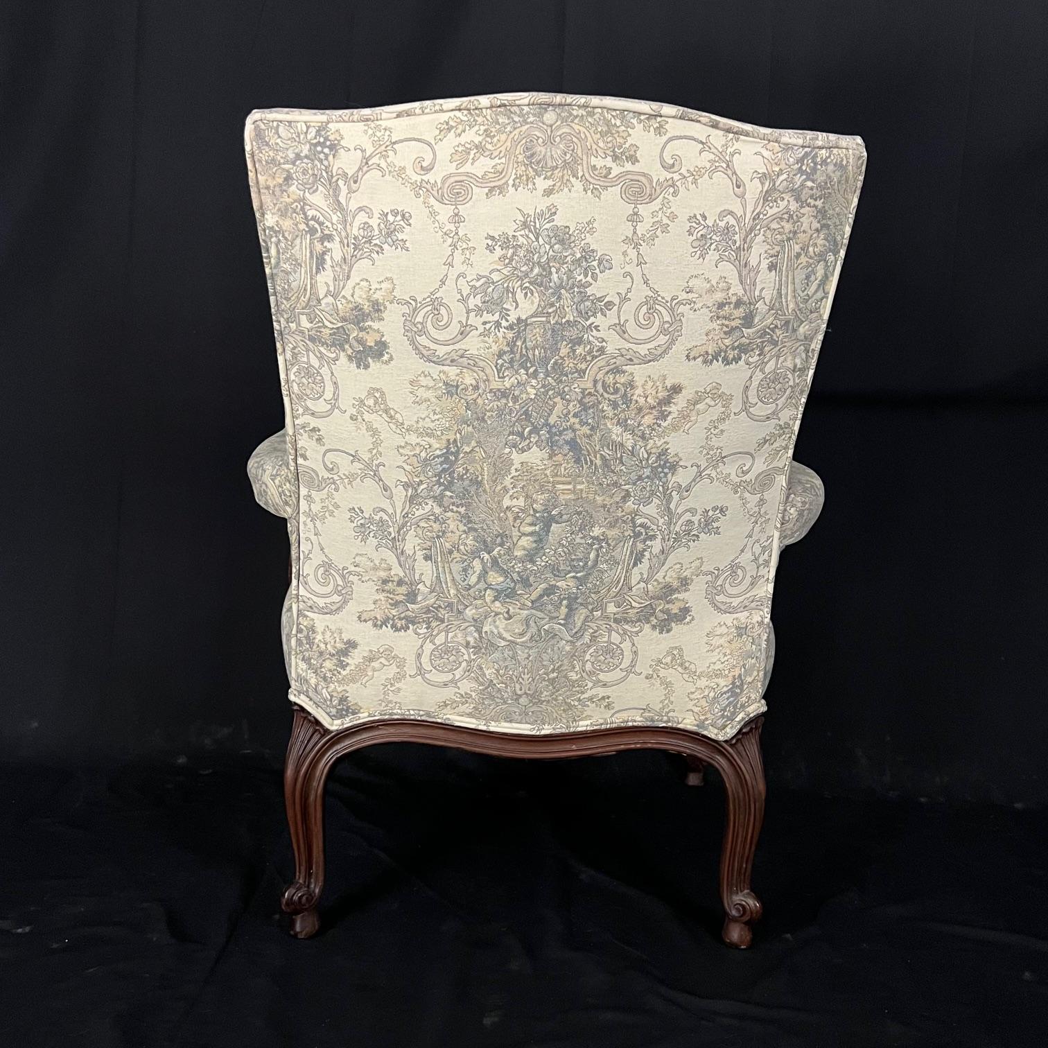 French Carved Walnut 19th Century Louis XV Newly Upholstered Armchair 2