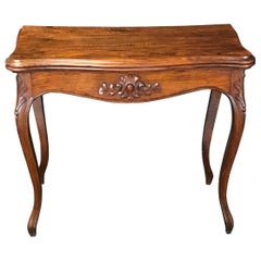 French Carved Walnut Antique Louis XV Game Table