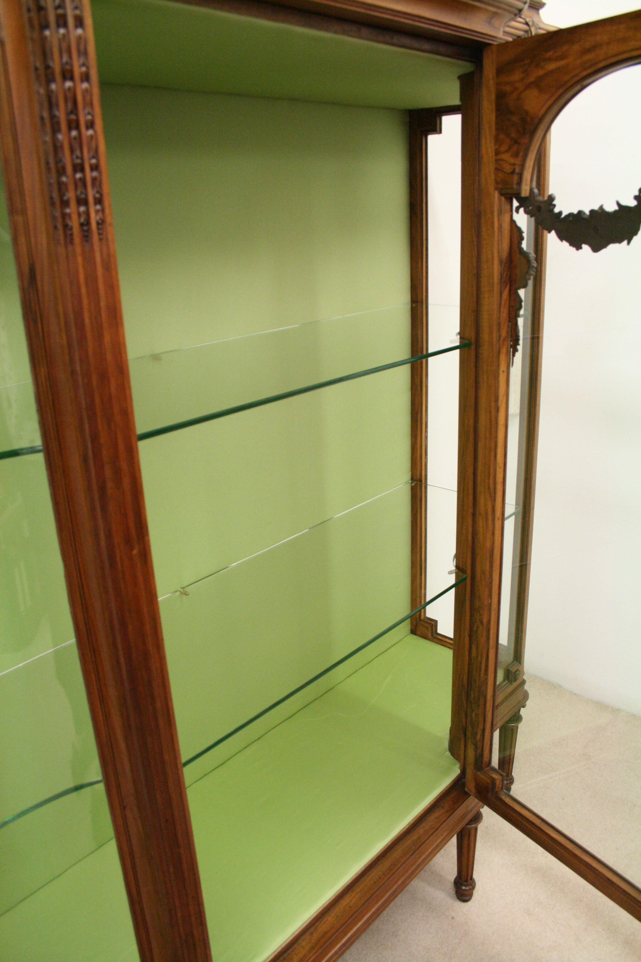French Carved Walnut Display Cabinet For Sale 6