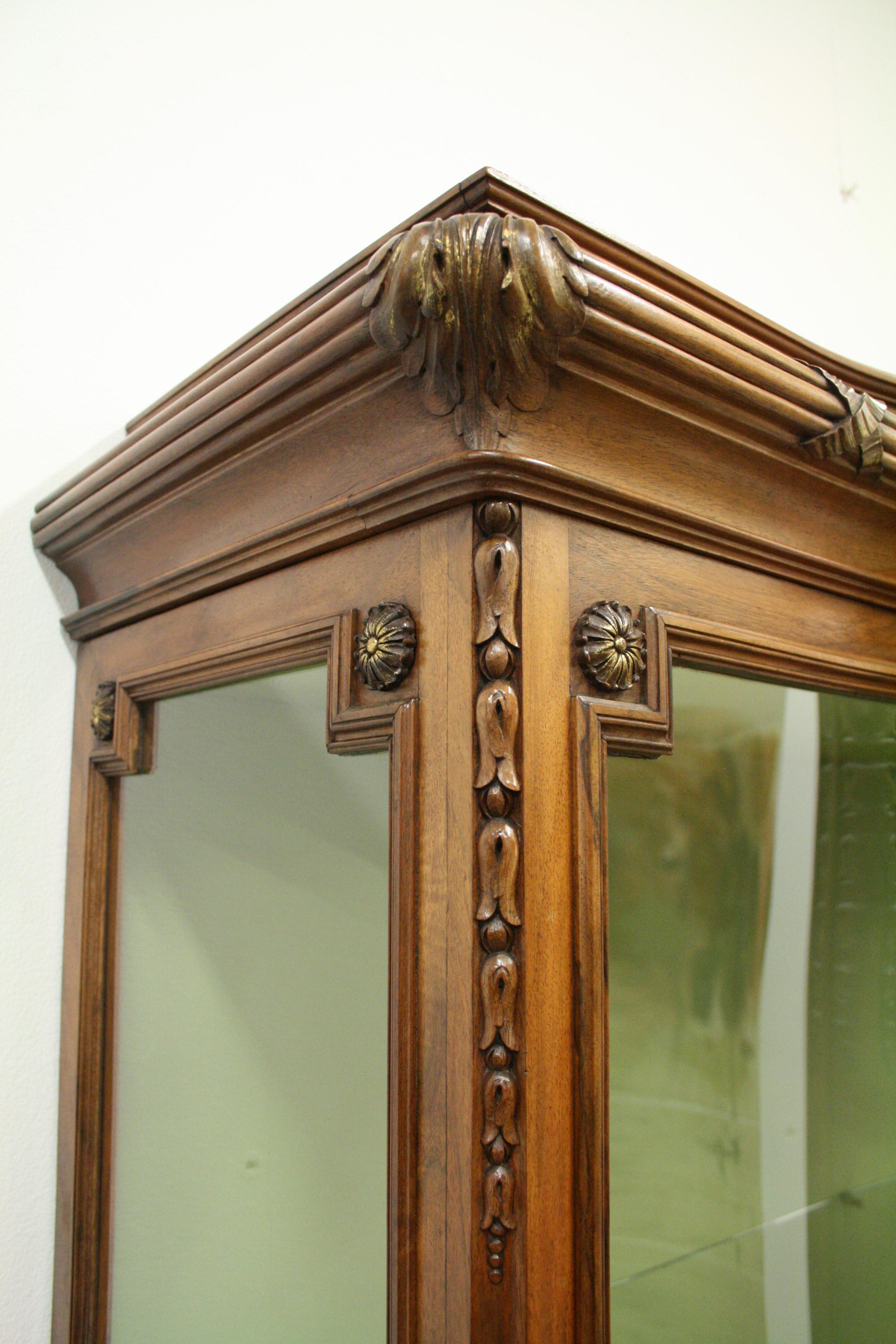 French Carved Walnut Display Cabinet For Sale 3