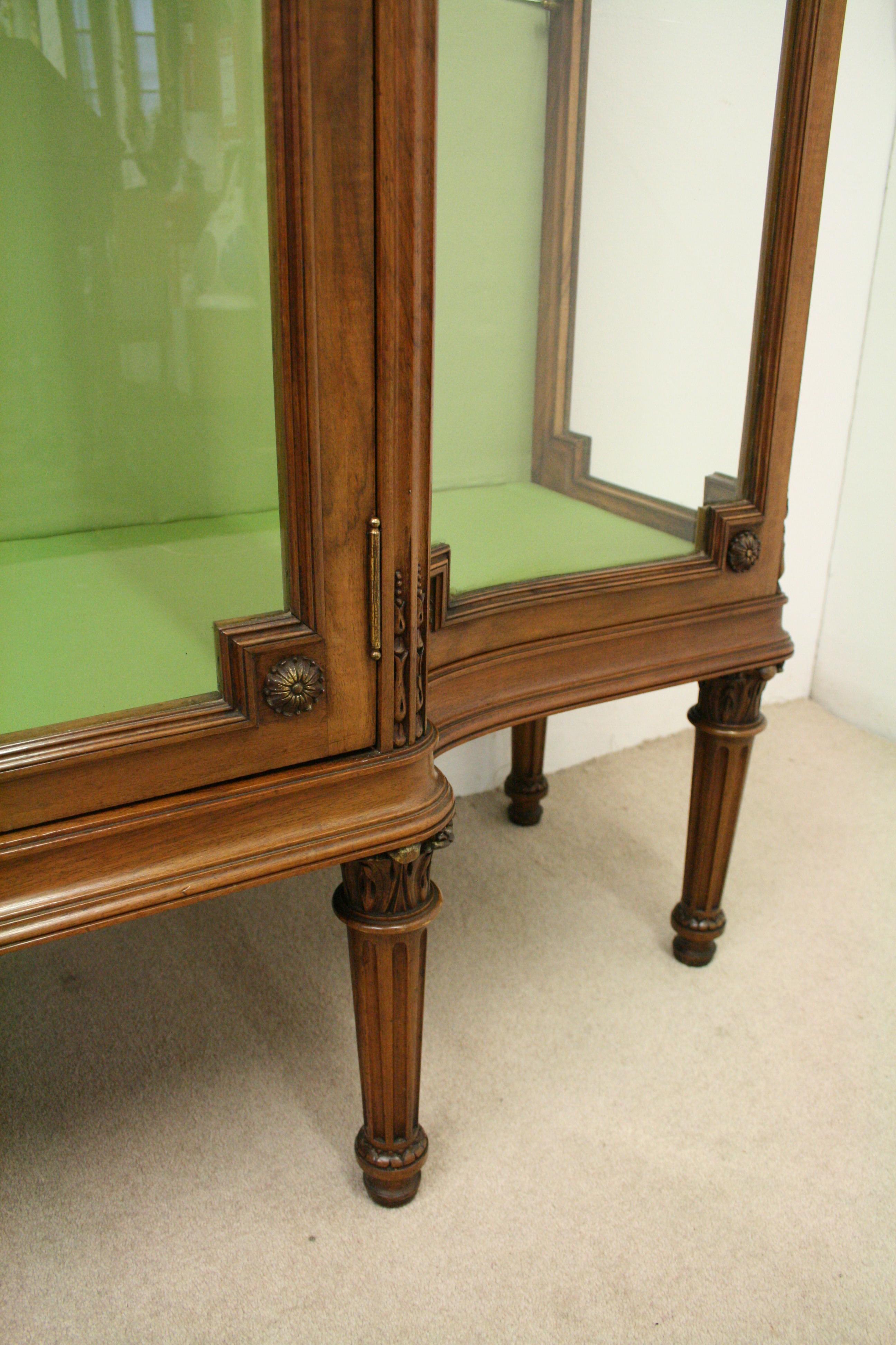 French Carved Walnut Display Cabinet For Sale 5