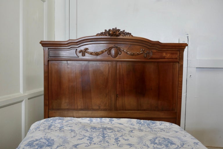 French Carved Walnut Double Bed For Sale at 1stDibs