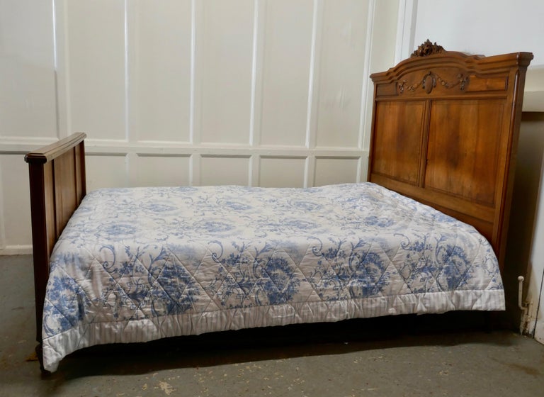French Carved Walnut Double Bed For Sale at 1stDibs