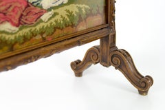 Antique French Carved Walnut and Needlepoint Decorative Panel, ca. 1920