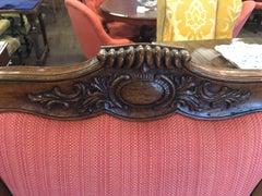 French Carved Walnut Frame Queen Anne Style Parlor Armchairs