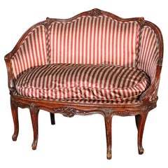 Vintage French Carved Walnut Louis XV Small Scale Settee Canape, Circa 1930