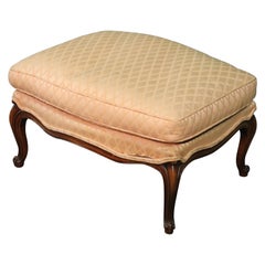 French Carved Walnut Louis XV Style Ottoman Foot Stool, circa 1940