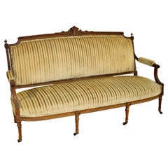 French Carved Walnut Louis XVI Settee Canape Sofa Circa 1900