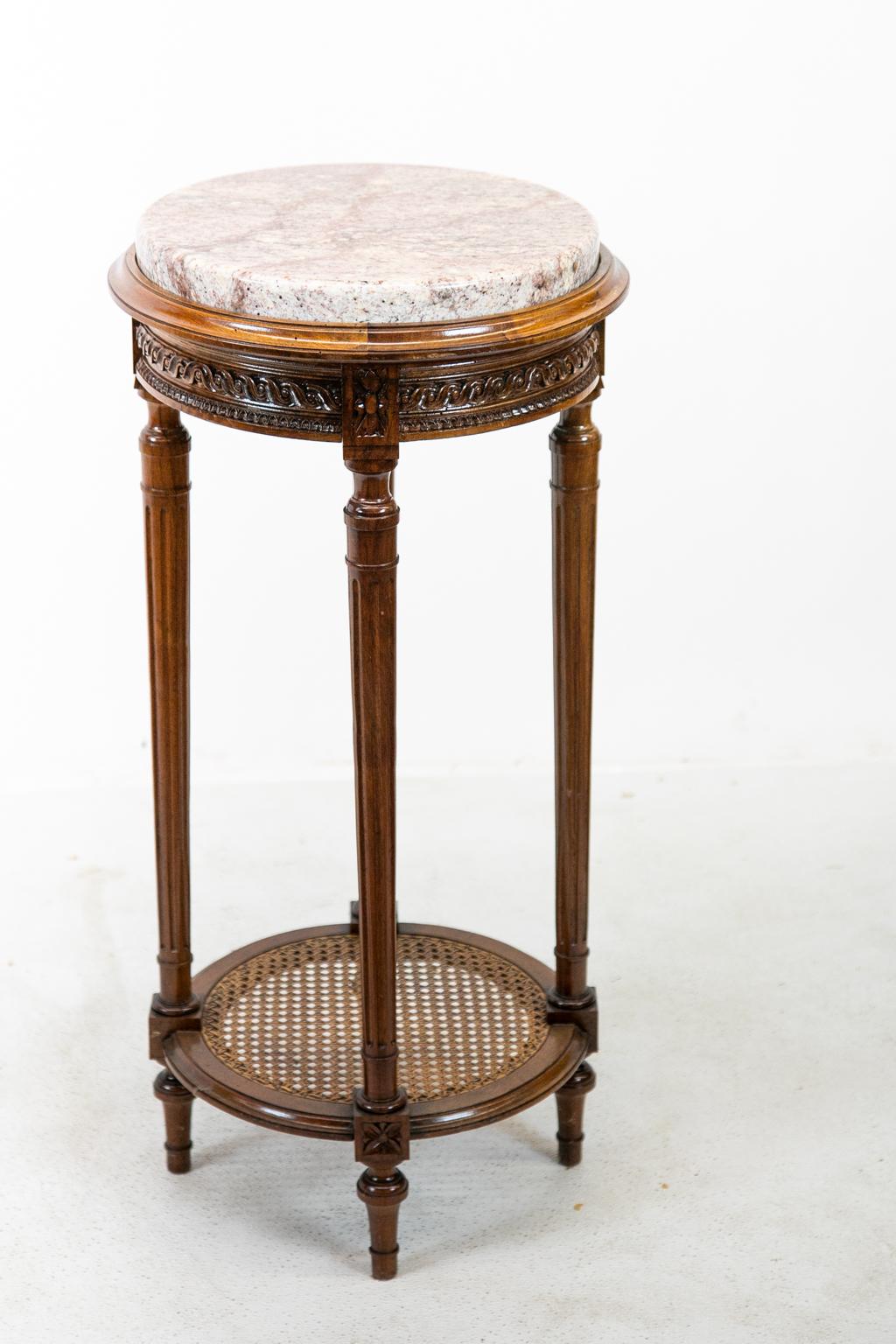 French Carved Walnut Marble-Top Table 6