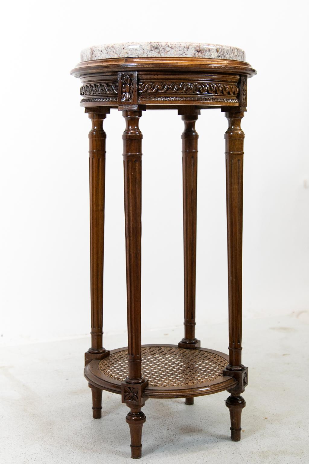 French Carved Walnut Marble-Top Table 2