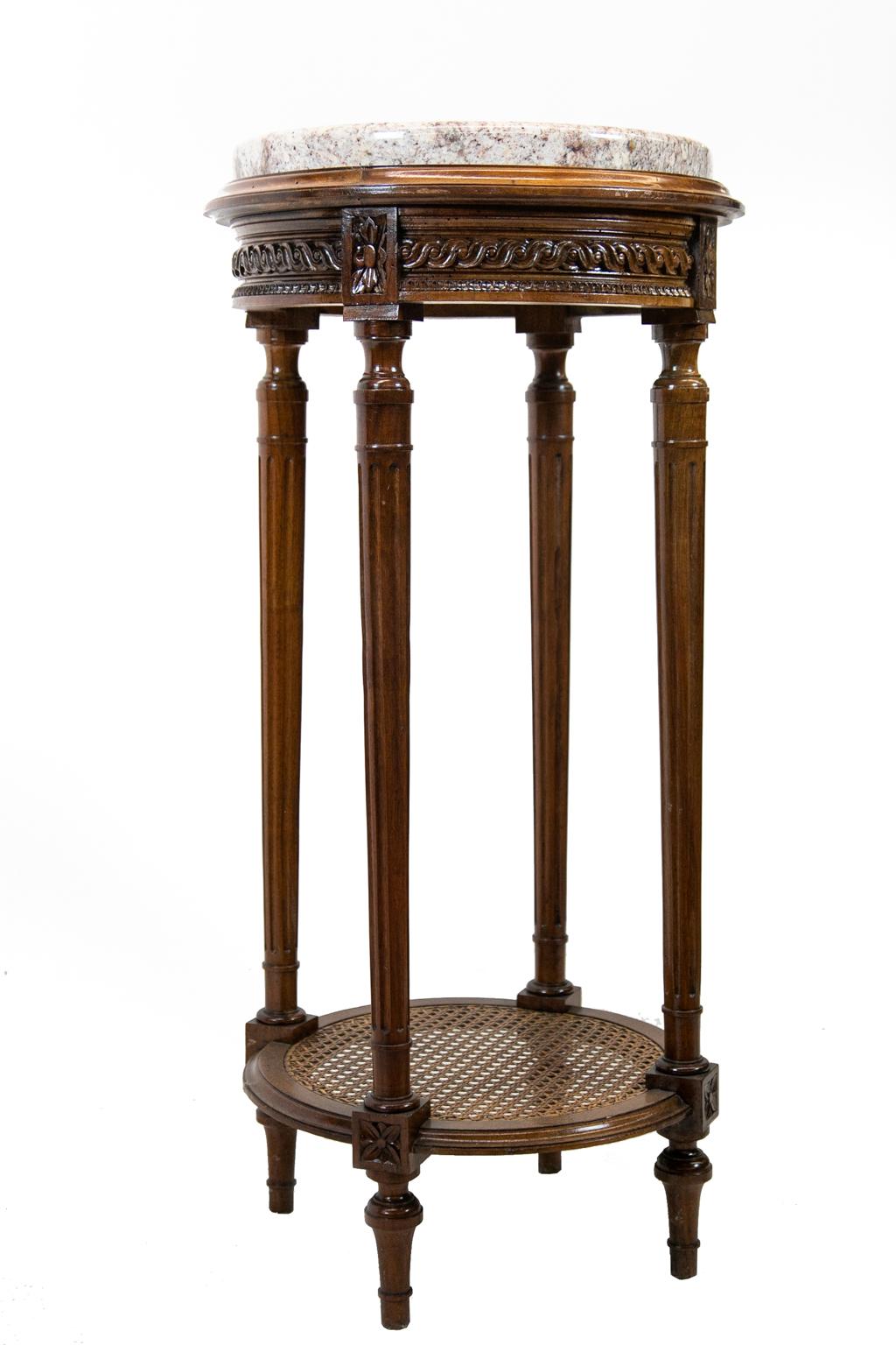 French Carved Walnut Marble-Top Table 3