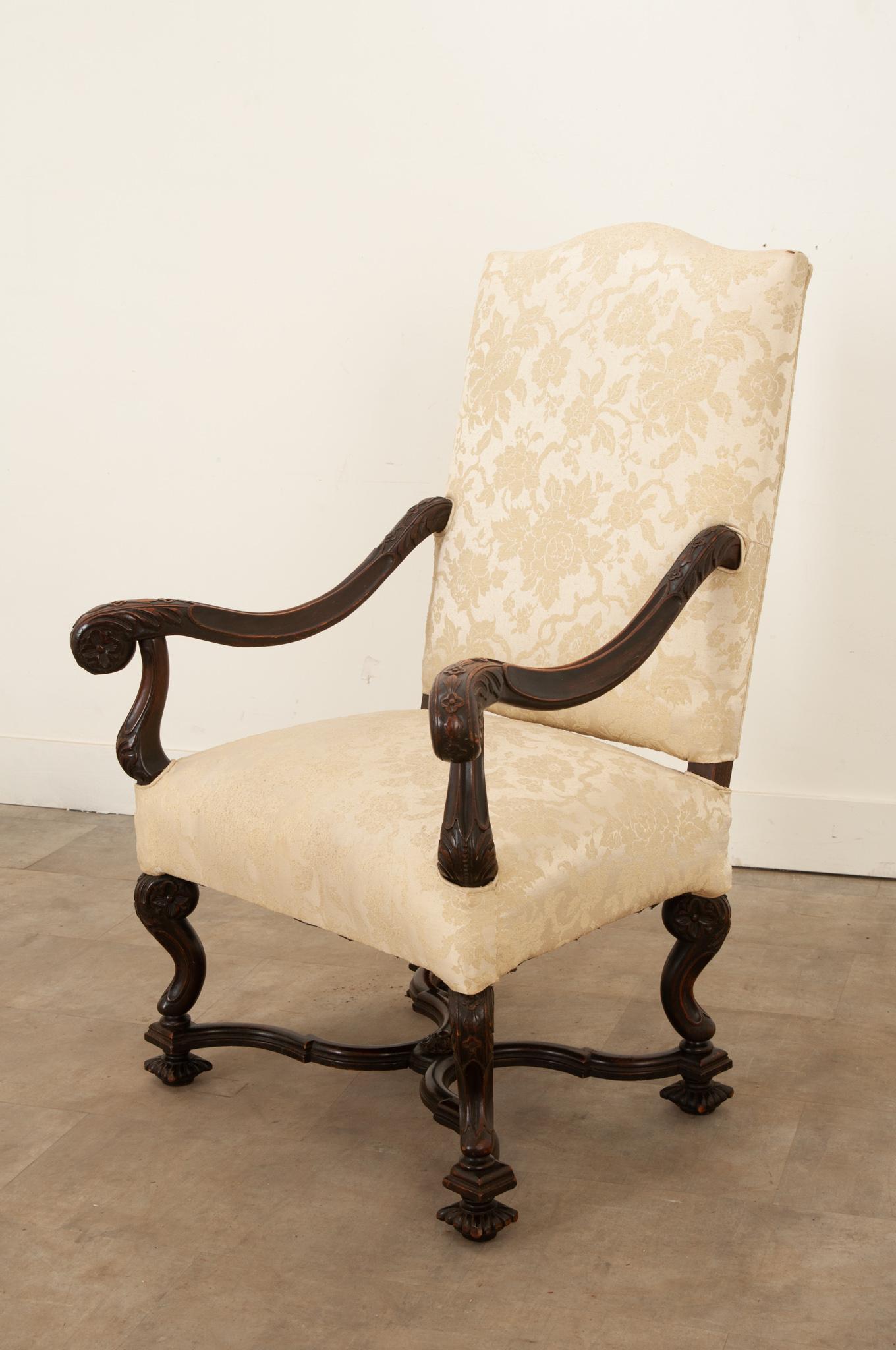 Other French Carved Walnut Os de Mouton Armchair