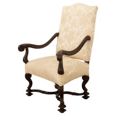 French Carved Walnut Os de Mouton Armchair