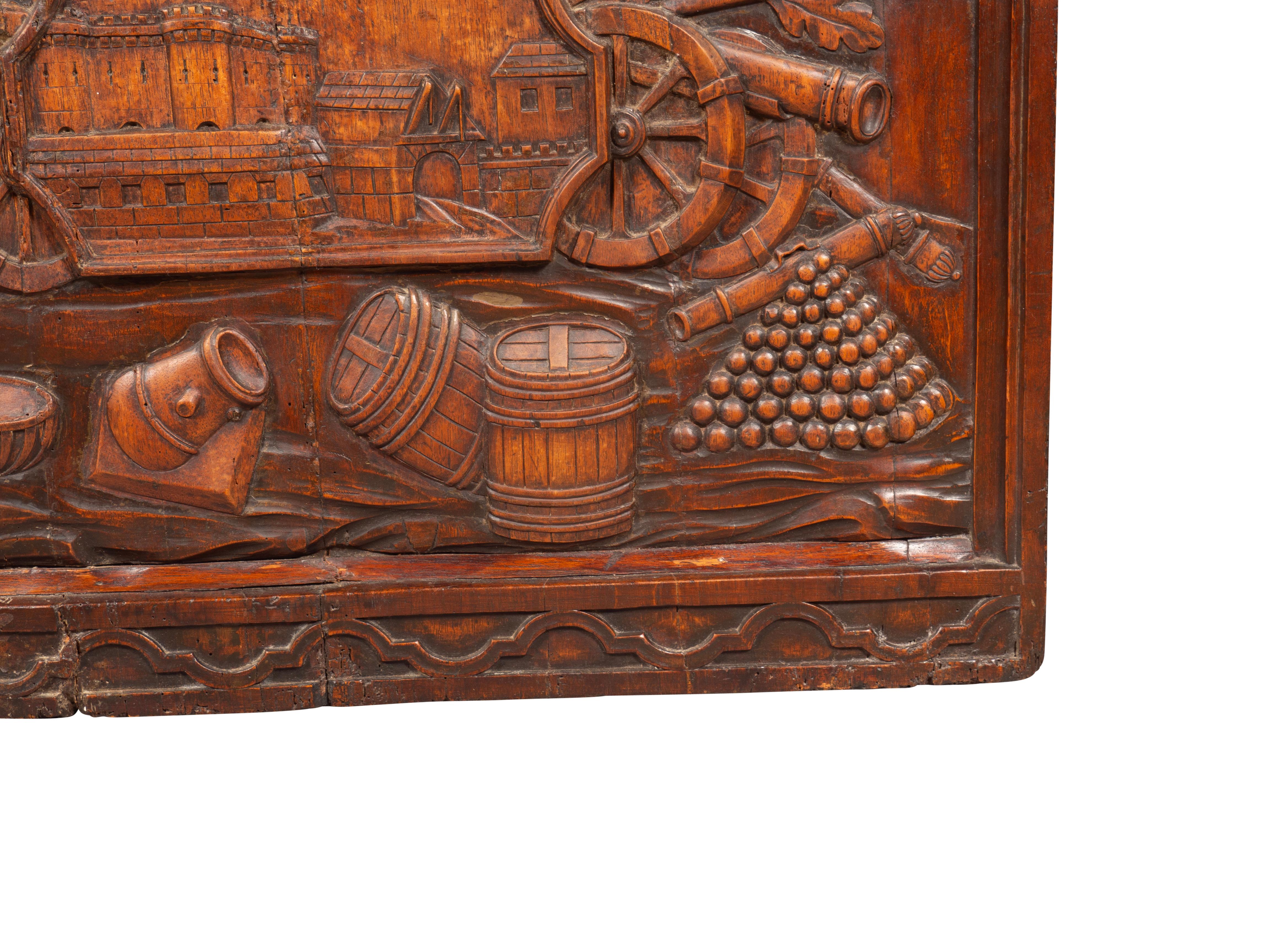 French Carved Walnut Panel Commemorating The French Revolution In Good Condition For Sale In Essex, MA