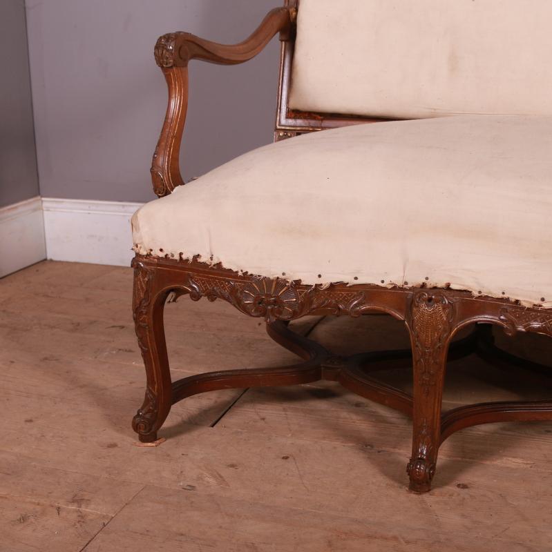 Late 19th C French carved walnut sofa. 1890.

Seat height is 17