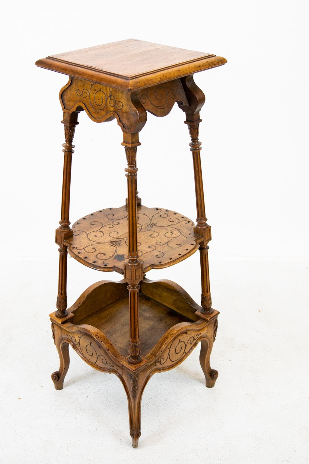 French Carved Walnut Three Tiered Stand For Sale 10