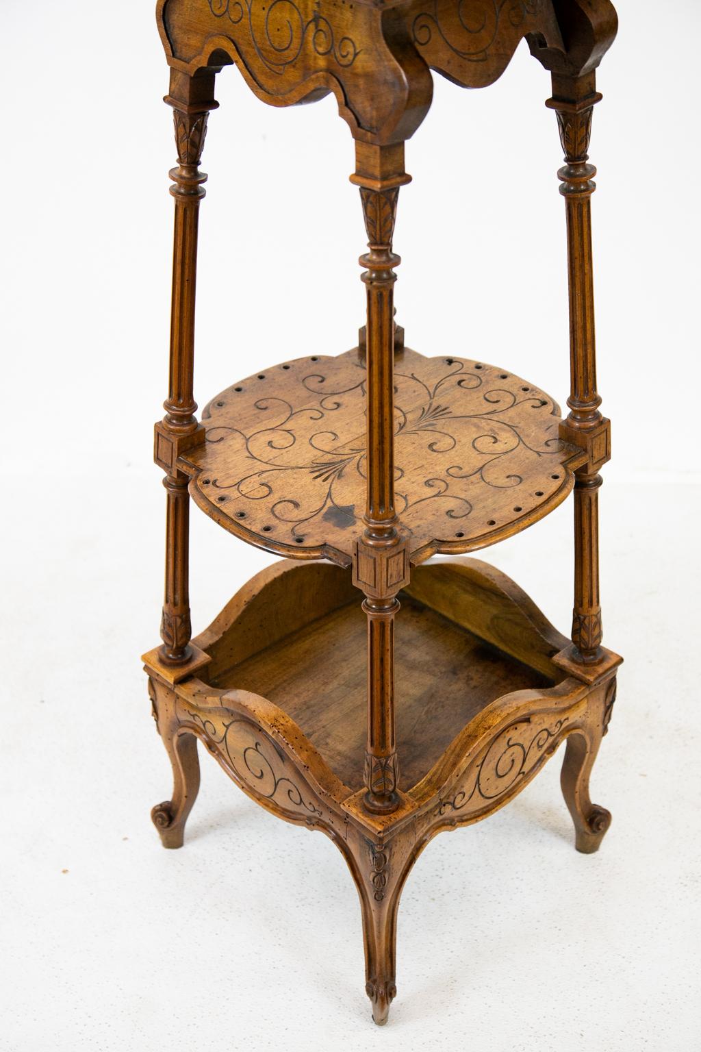 French Carved Walnut Three Tiered Stand For Sale 3