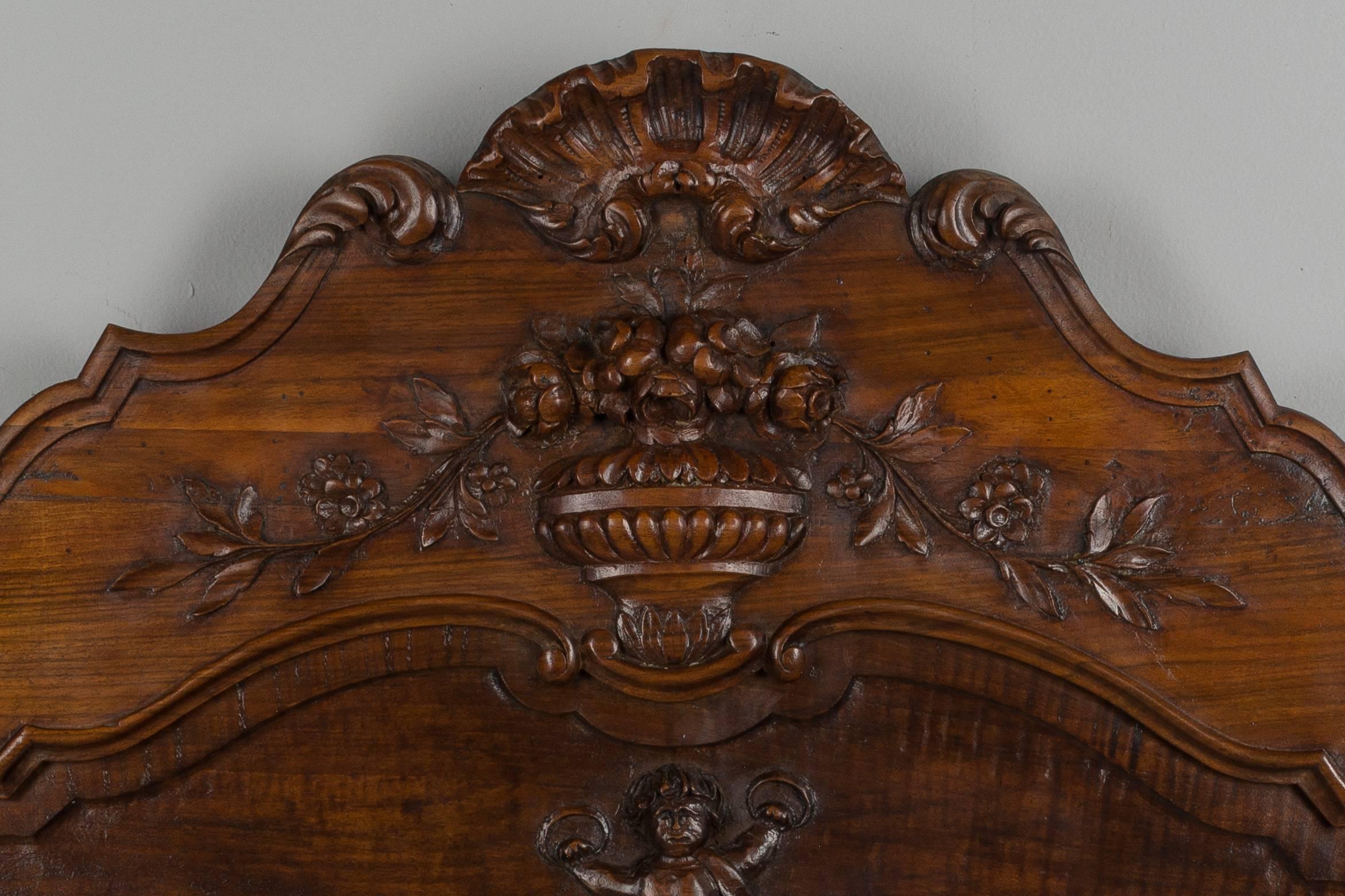 Louis XV French Carved Walnut Trumeau Mirror