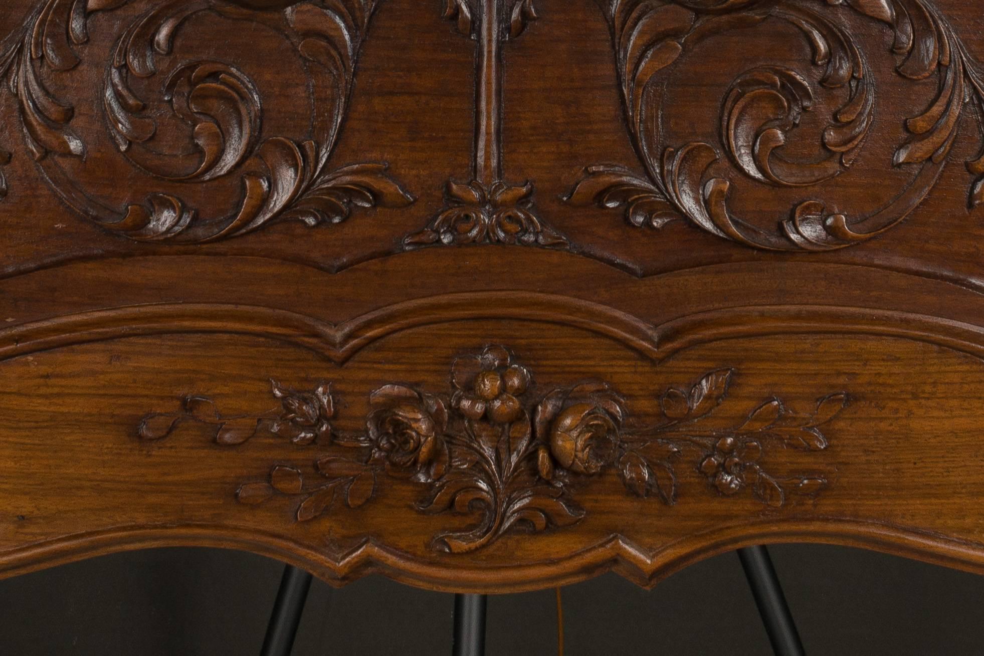 Hand-Carved French Carved Walnut Trumeau Mirror