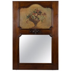 French Carved Walnut Trumeau Mirror