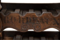 French Carved Walnut Work Bench with Wine Rack and Clamp for Sabering Champagne