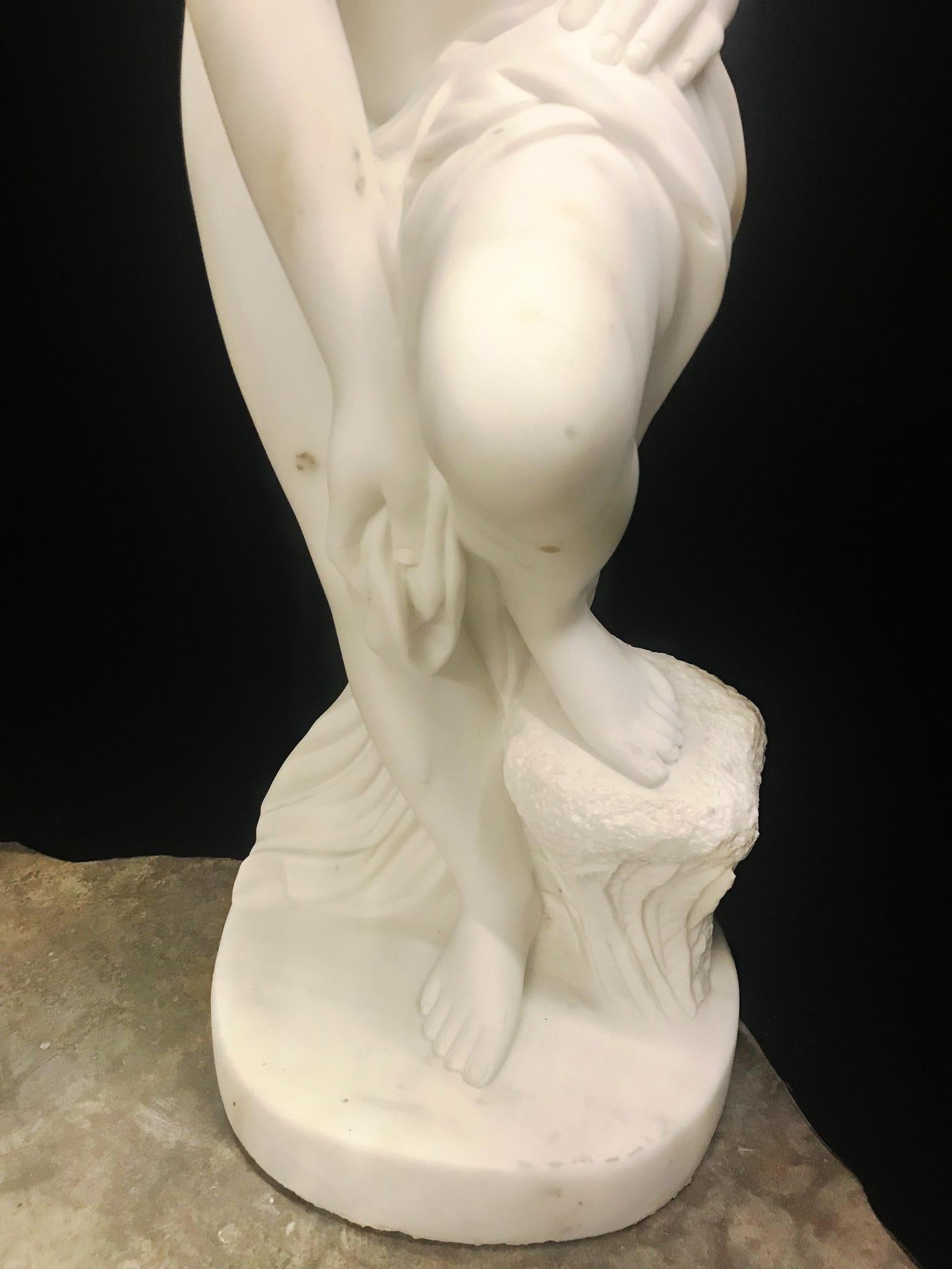 French Carved White Marble Figure of Nude Diana 3