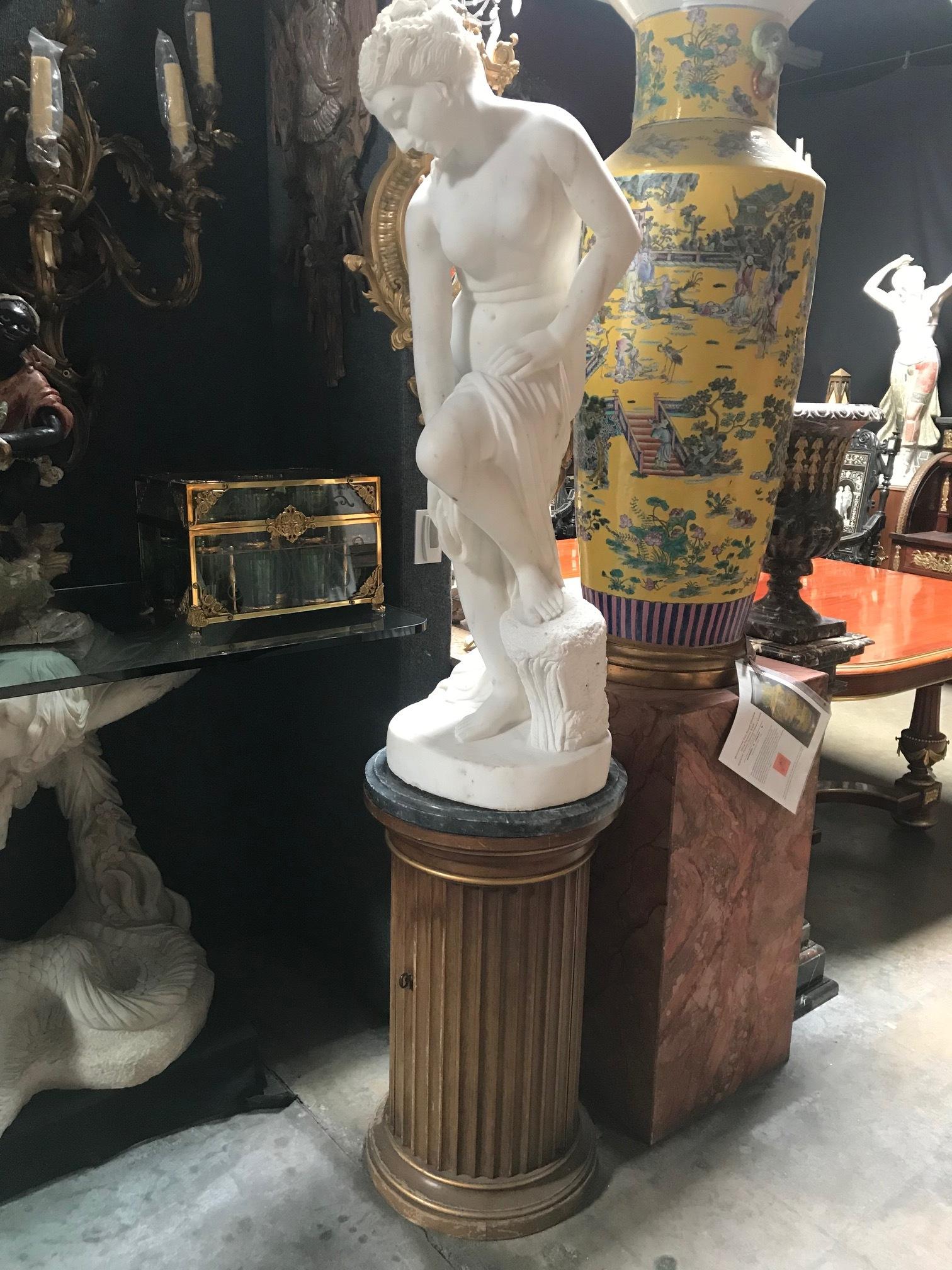 French Carved White Marble Figure of Nude Diana 7