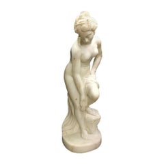 French Carved White Marble Figure of Nude Diana