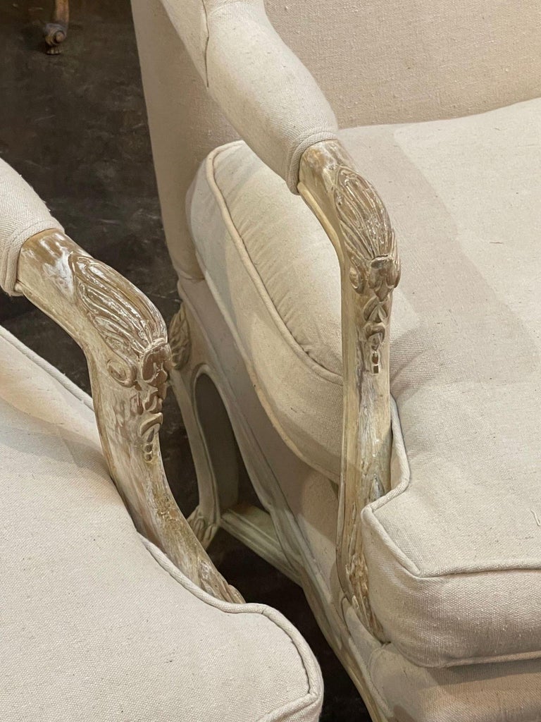 French Carved Wing Back Chairs For Sale at 1stDibs