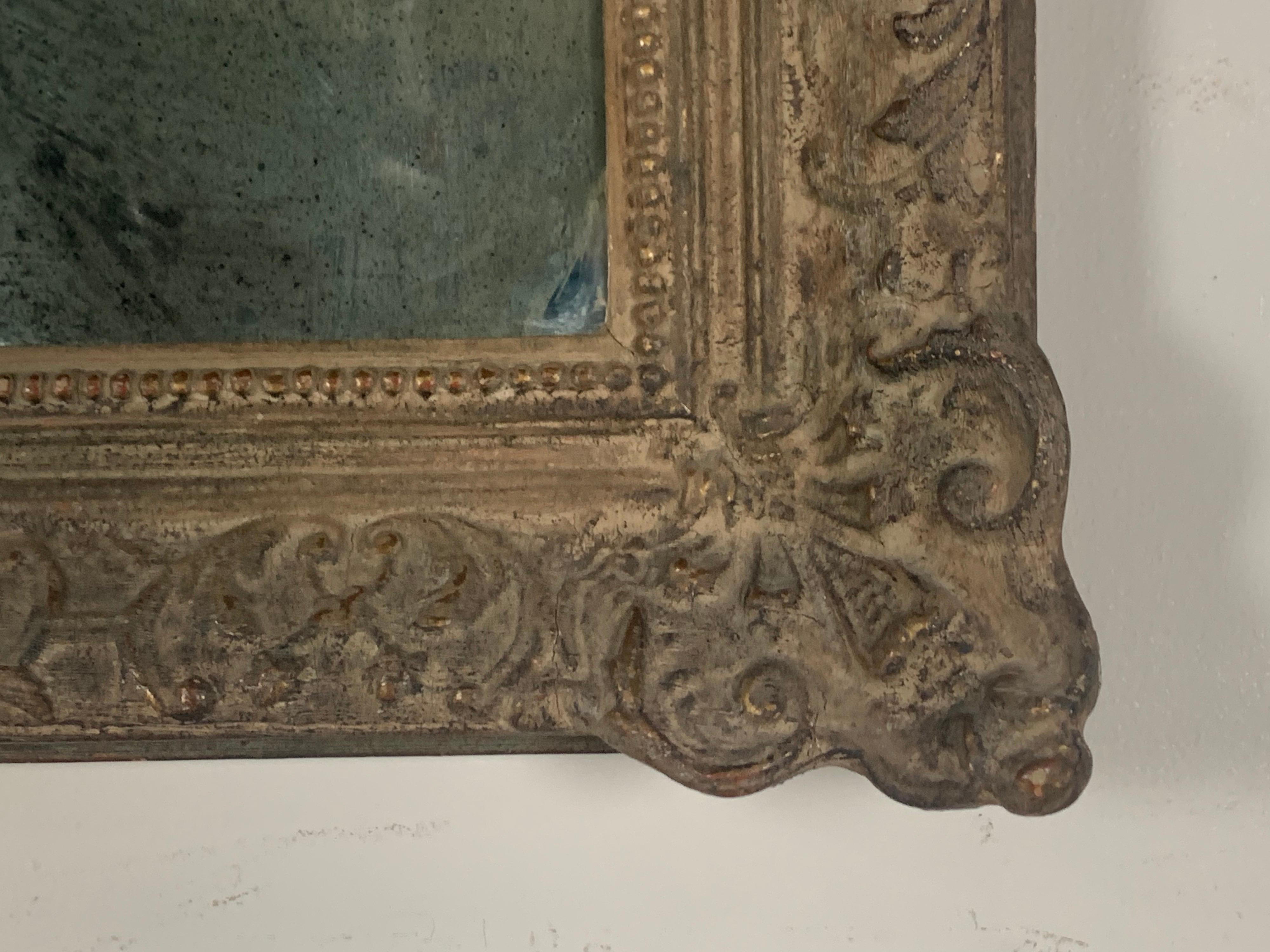 French Carved Wood and Gesso Mirror W/ Antiqued Mirror 4