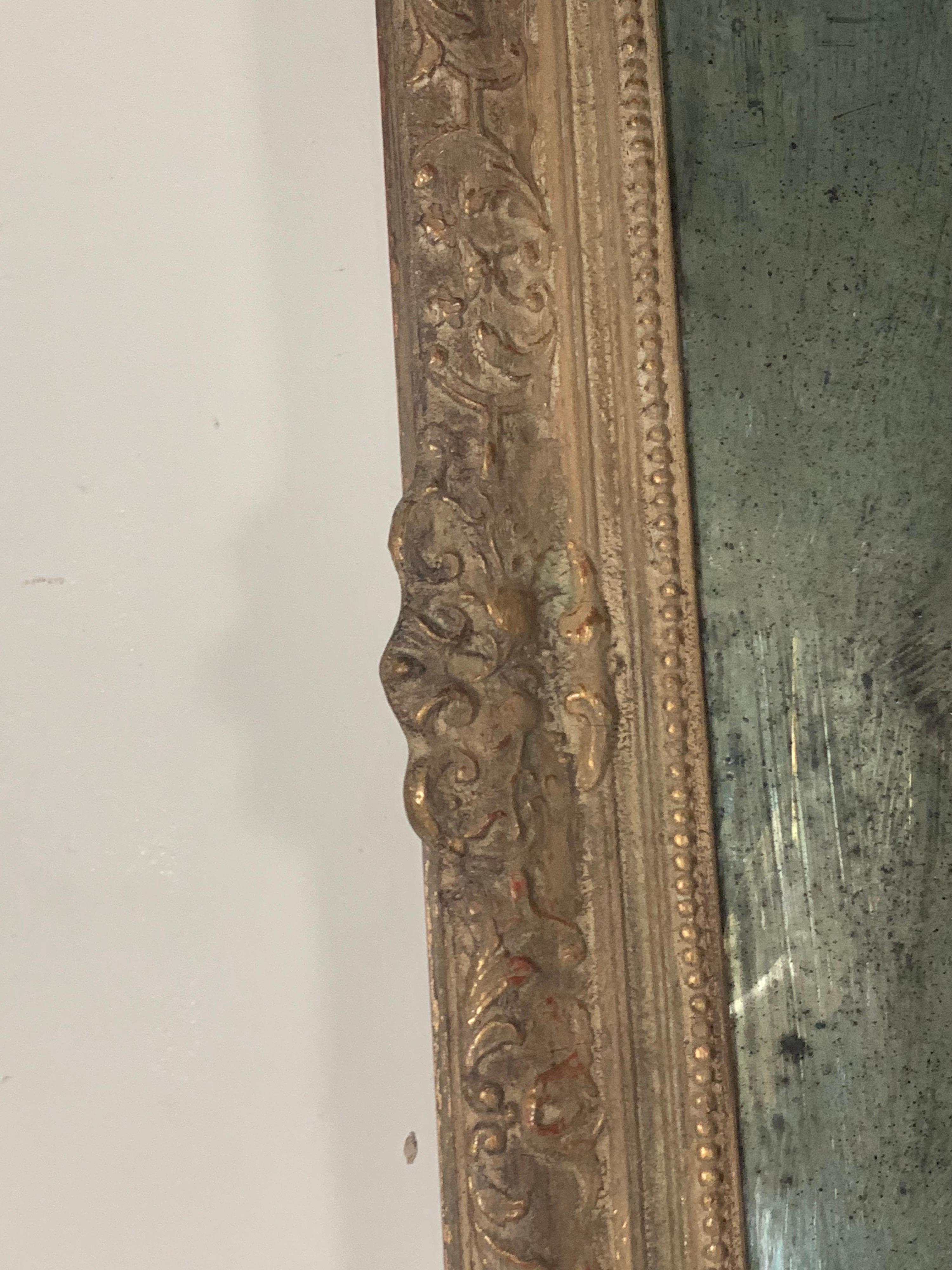 French Carved Wood and Gesso Mirror W/ Antiqued Mirror 3