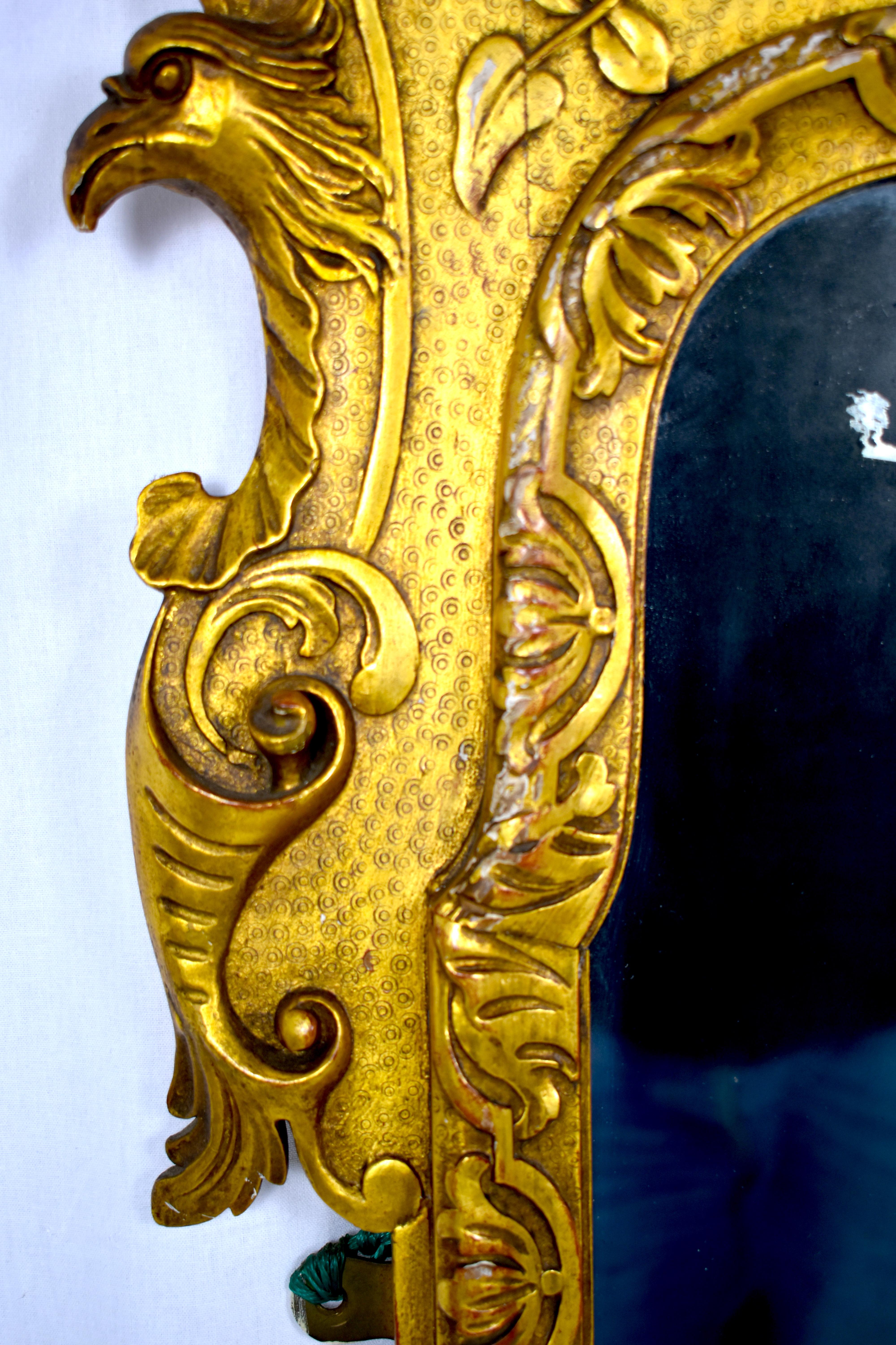 French Carved Wood and Gilt Cherub Acanthus Wall Mirror In Good Condition For Sale In London, GB