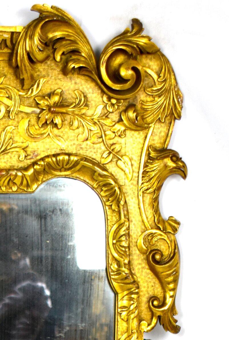 French Carved Wood and Gilt Cherub Acanthus Wall Mirror For Sale 1