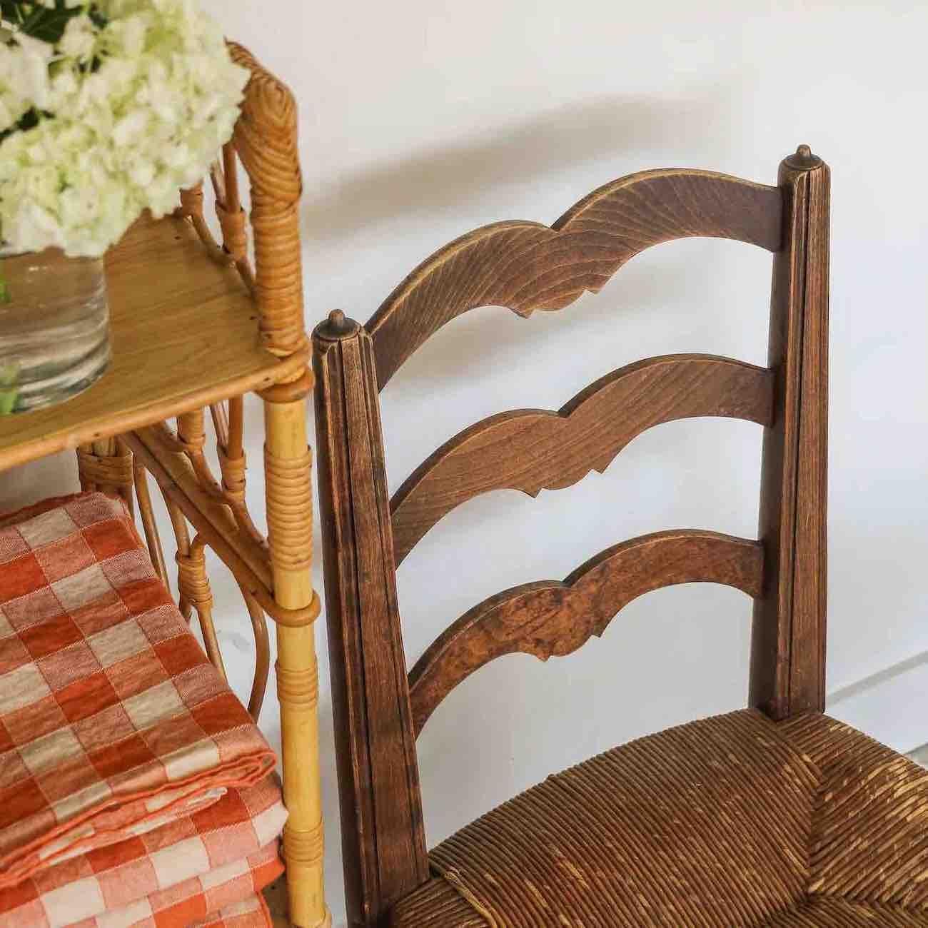 French Carved Wood and Woven Chair For Sale 8