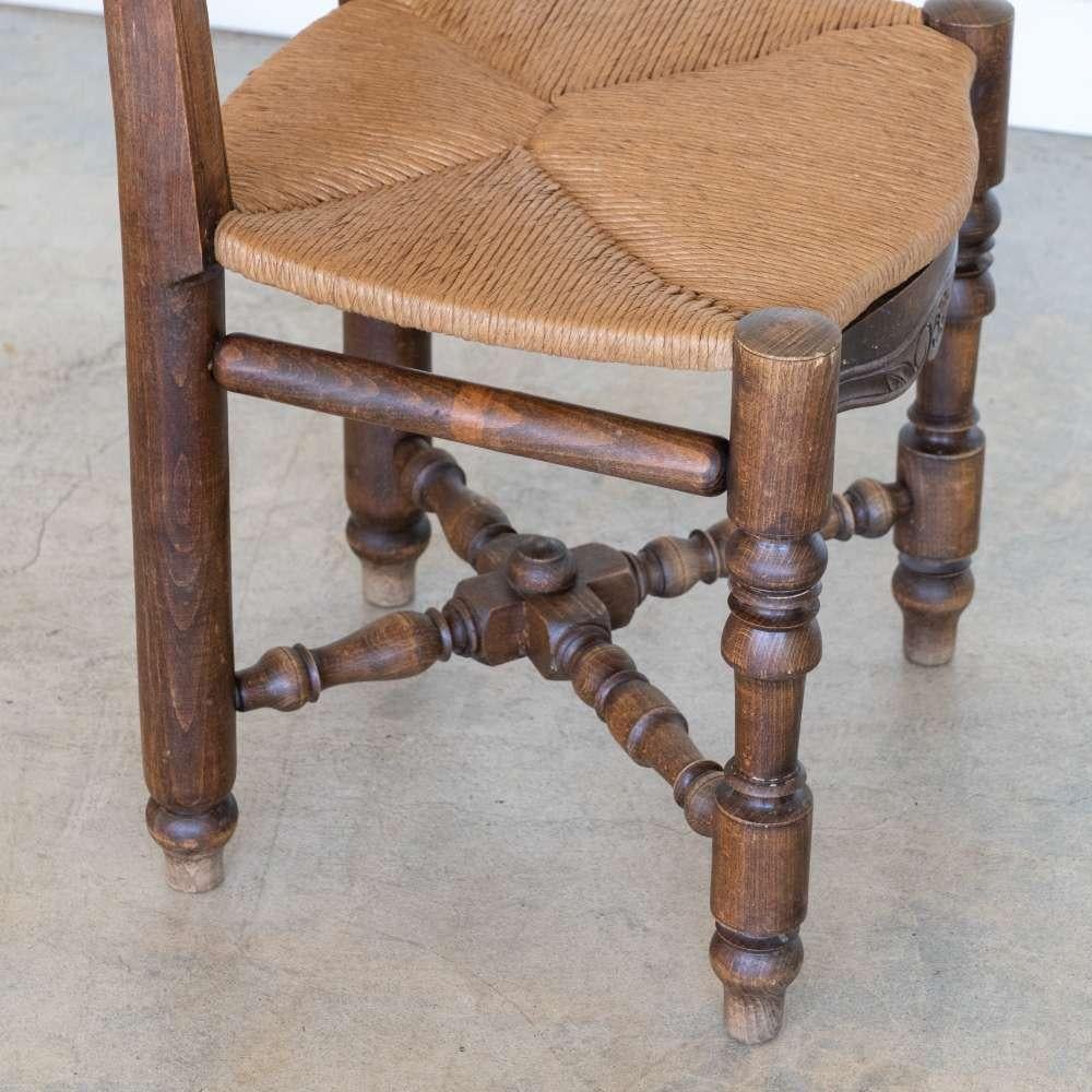 French Carved Wood and Woven Chairs, Set of 4 For Sale 8