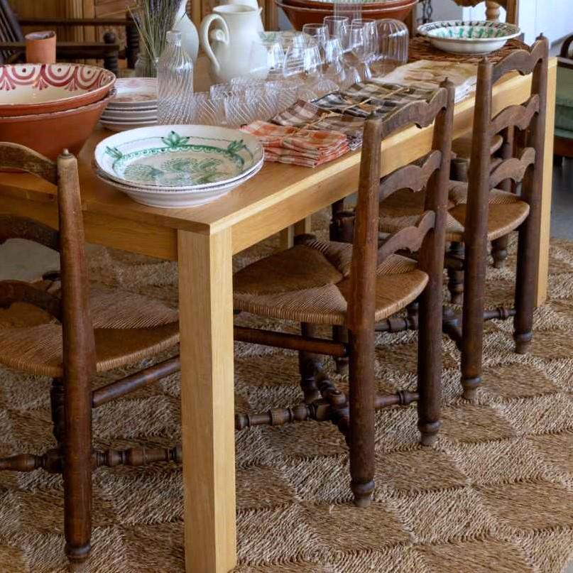 French Carved Wood and Woven Chairs, Set of 4 In Good Condition For Sale In Los Angeles, CA