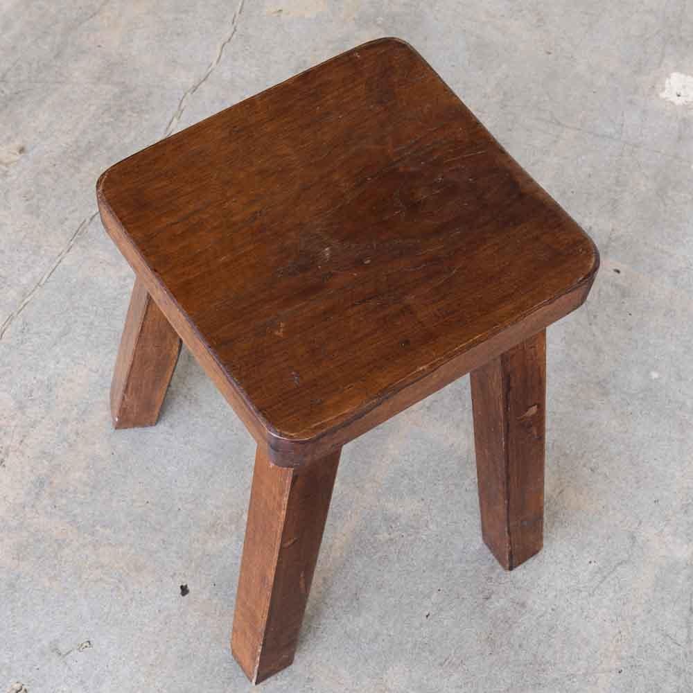 French Carved Wood Block Stool 4