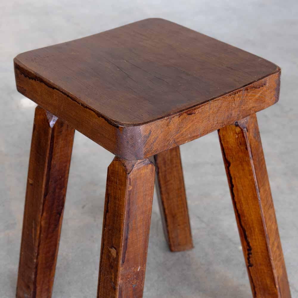 French Carved Wood Block Stool 5