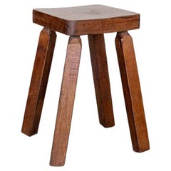 French Carved Wood Block Stool