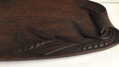Large French Carved Wood Bread Platter with Ear of Wheat, circa 1900