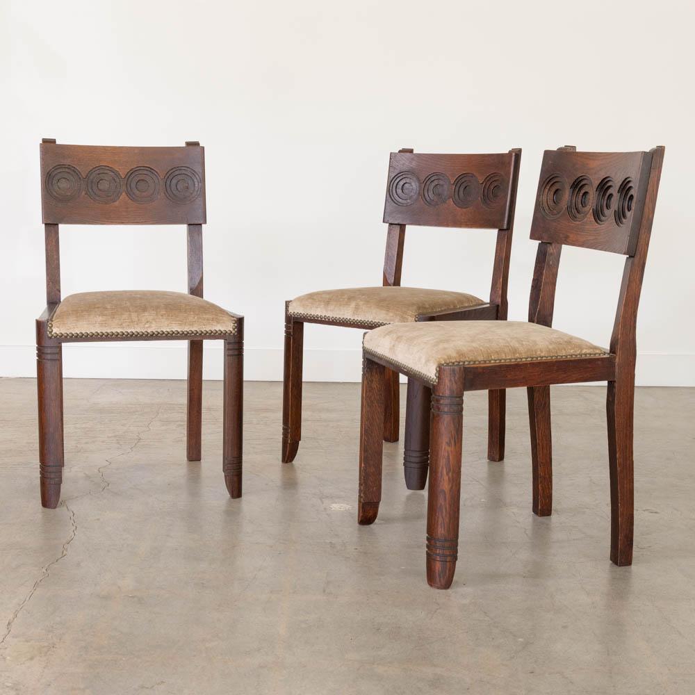 20th Century French Carved Wood Chair by Charles Dudouyt