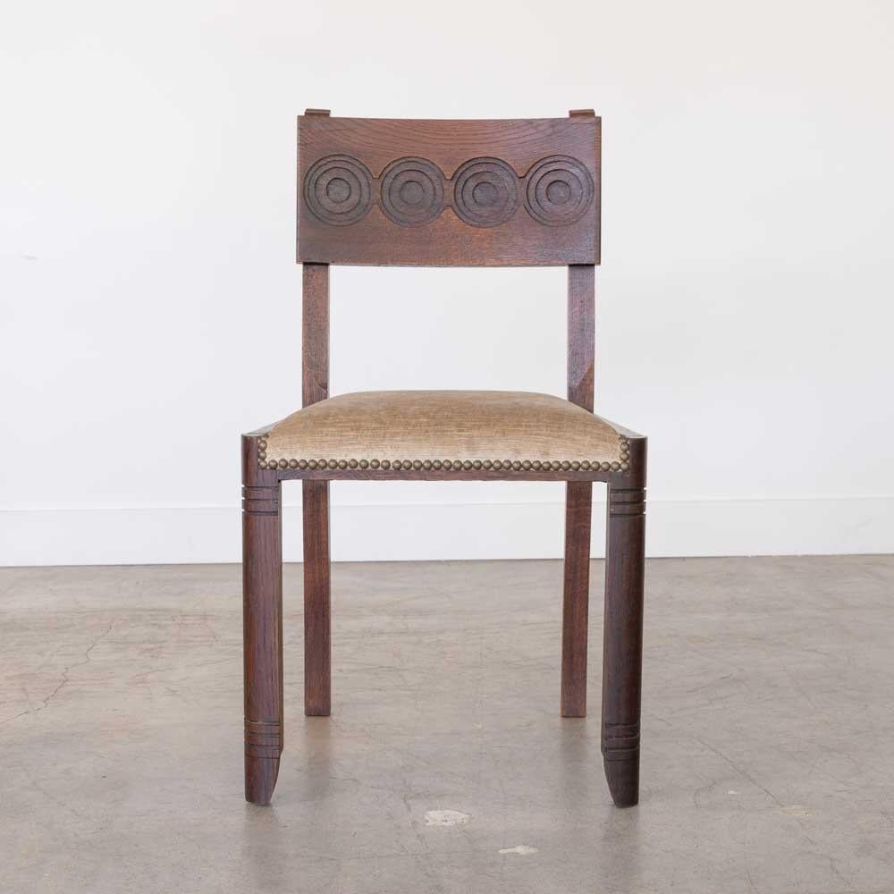 Metal French Carved Wood Chair by Charles Dudouyt