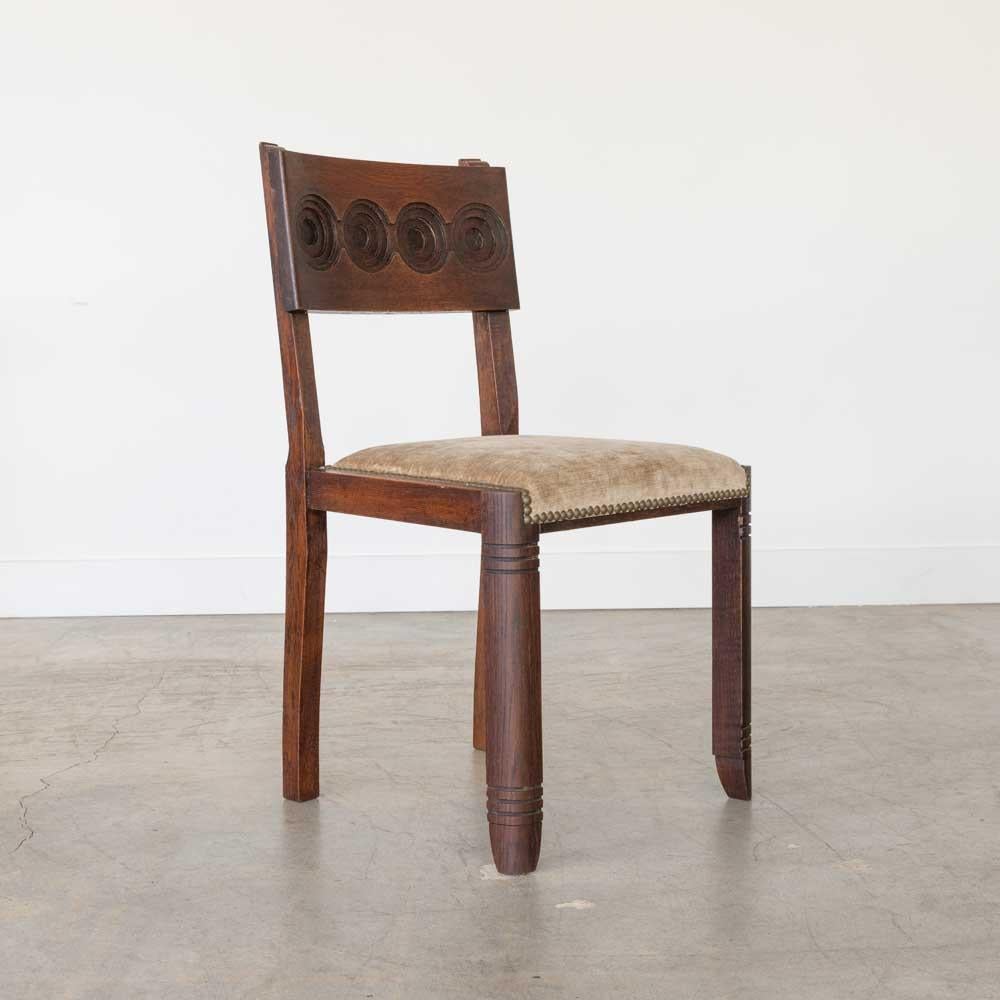 French Carved Wood Chair by Charles Dudouyt 1