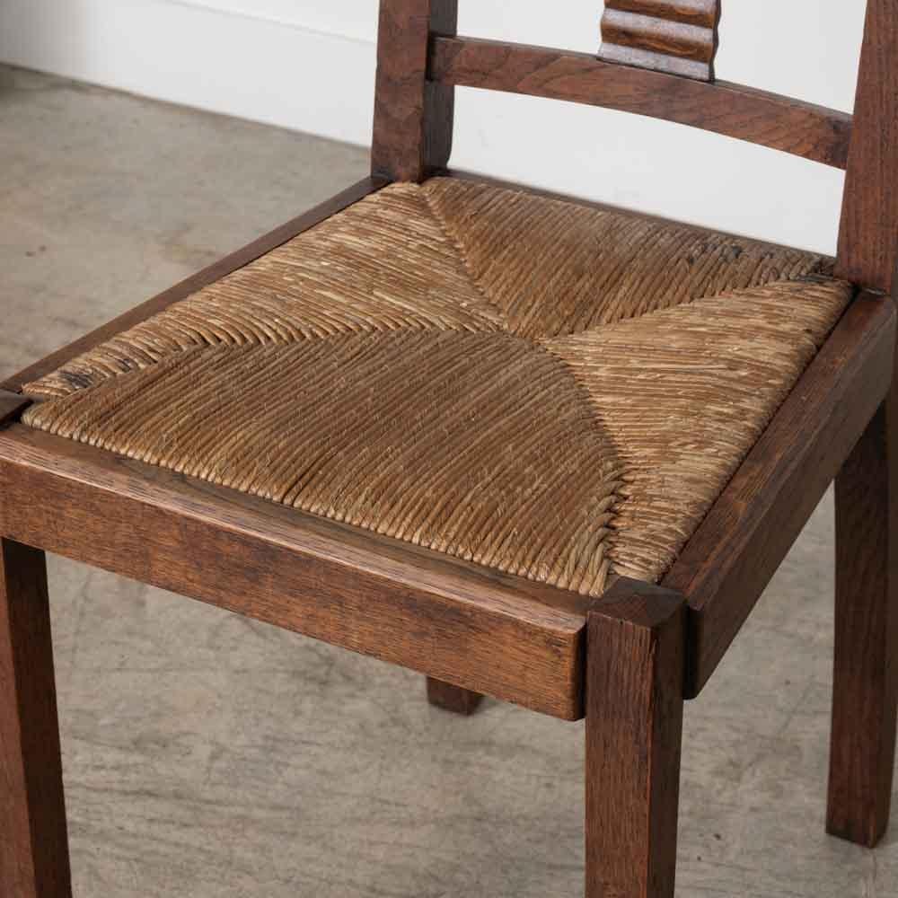 French Carved Wood Dining Chairs by Charles Dudouyt, Set of 6 im Angebot 7