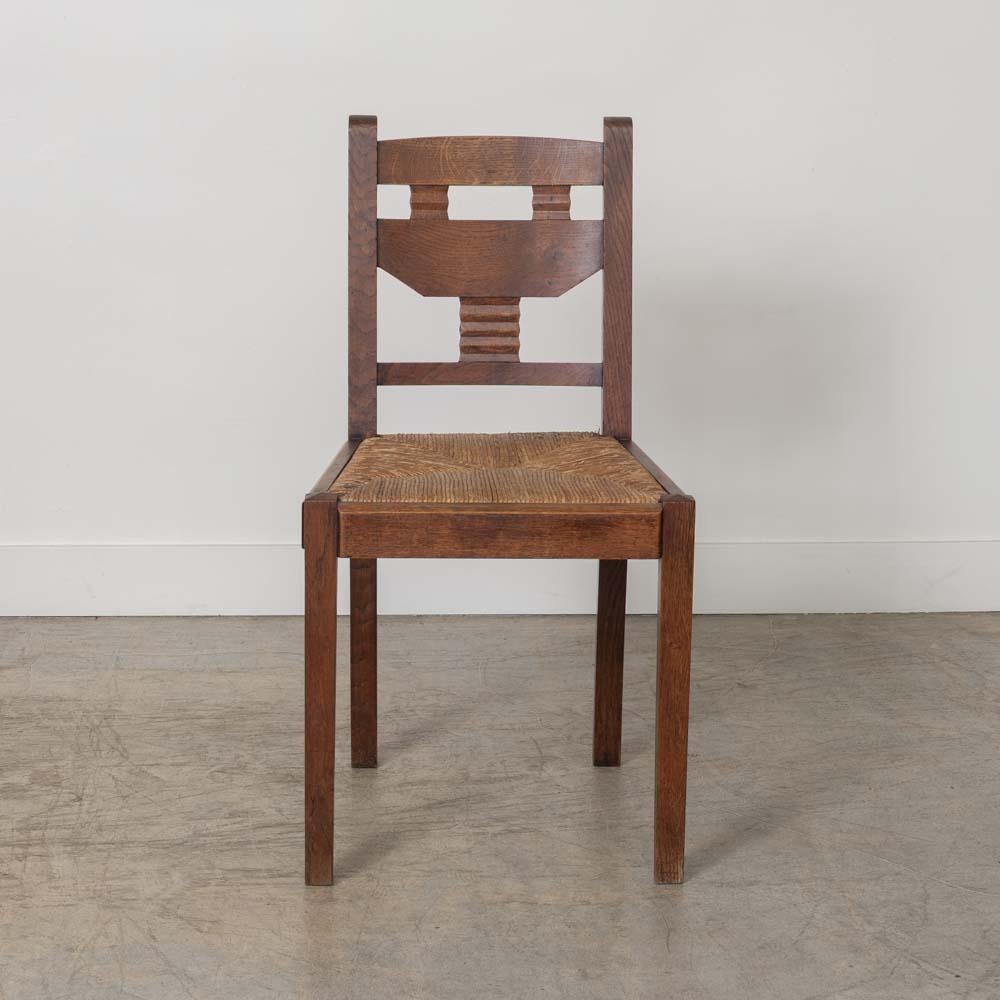 French Carved Wood Dining Chairs by Charles Dudouyt, Set of 6 im Angebot 3
