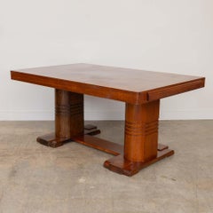 French Carved Wood Dining Table by Charles Dudouyt