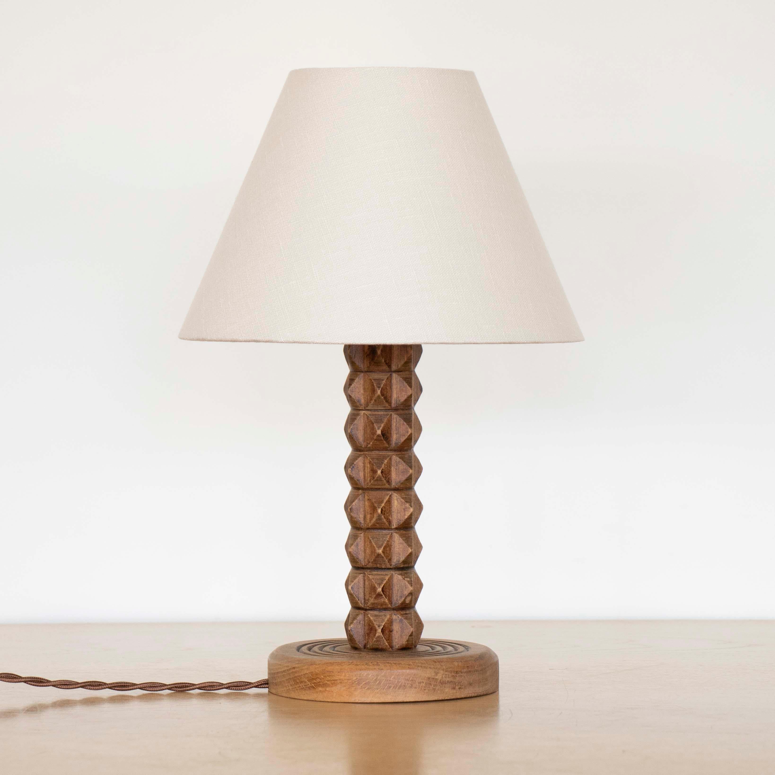 French Carved Wood Lamp by Charles Dudouyt For Sale at 1stDibs