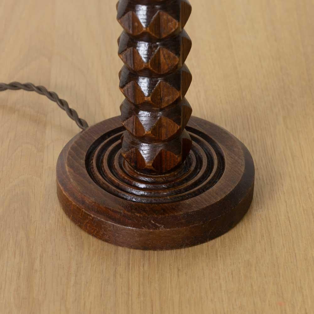French Carved Wood Lamp by Charles Dudouyt en vente 6
