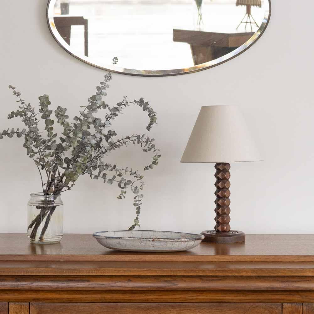 Français French Carved Wood Lamp by Charles Dudouyt en vente